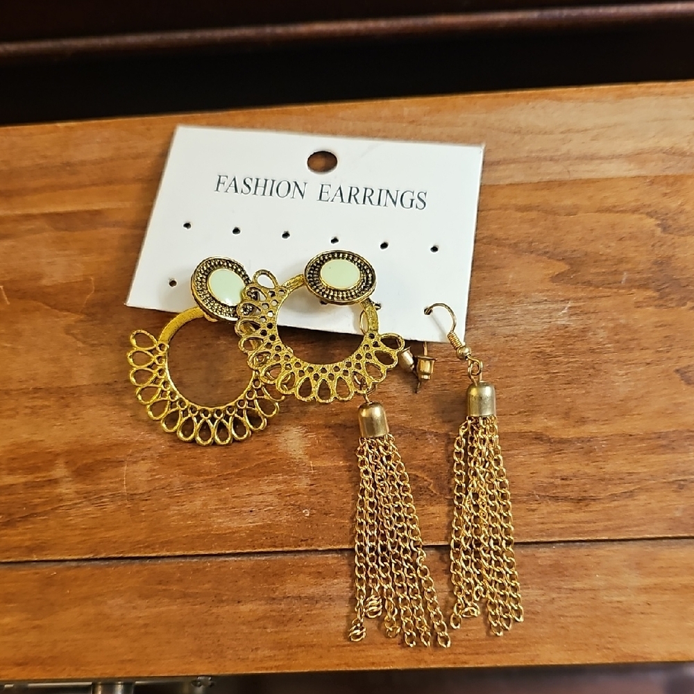Gold Fashion Earrings with Tassels